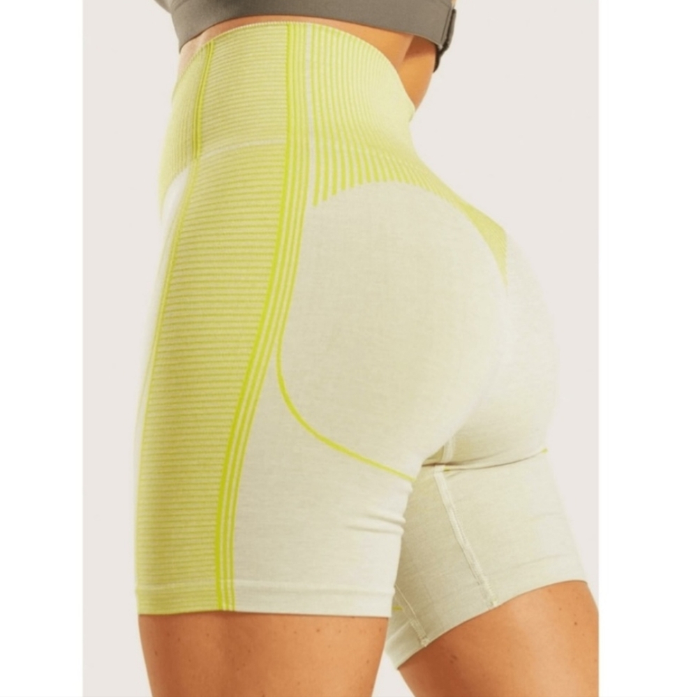 Gymshark "Hyper Amplify" bike shorts in "Marl Gray/Lime Green", size XS. - Picture 1 of 10